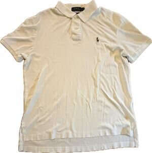 Polo Ralph Lauren Polo Shirt Mens L Ivory Short Sleeve Embroidered Logo